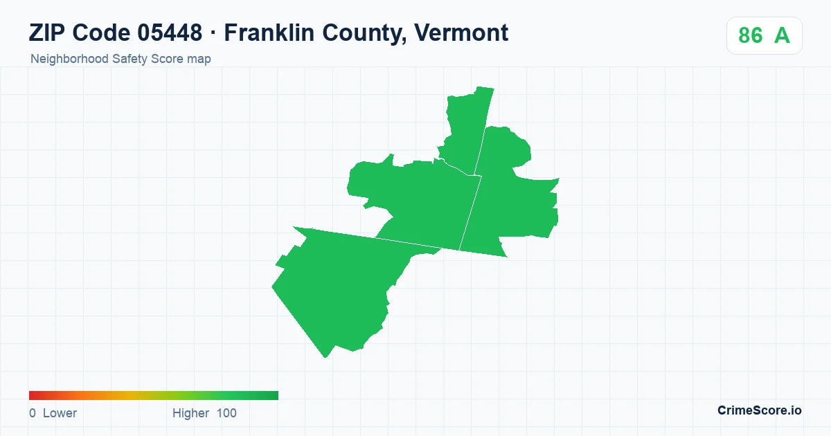 ZIP Code 05448 in Franklin County, Vermont neighborhood Safety Score map