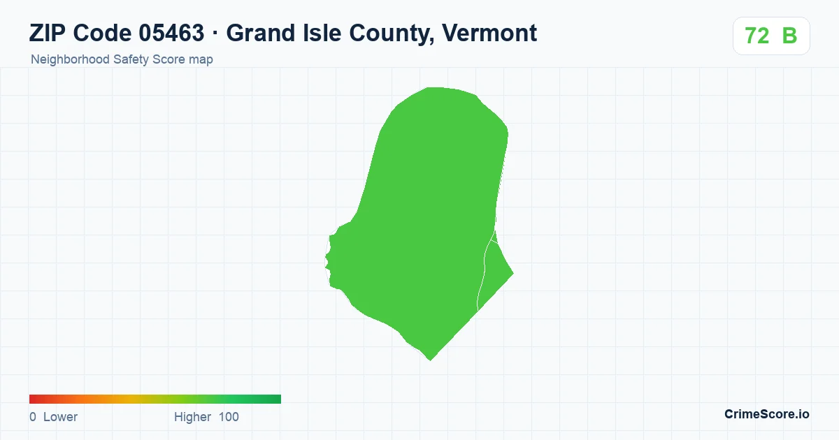 ZIP Code 05463 in Grand Isle County, Vermont neighborhood Safety Score map