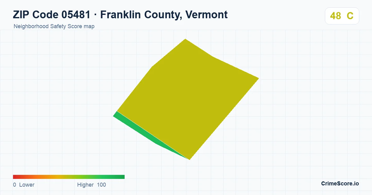 ZIP Code 05481 in Franklin County, Vermont neighborhood Safety Score map