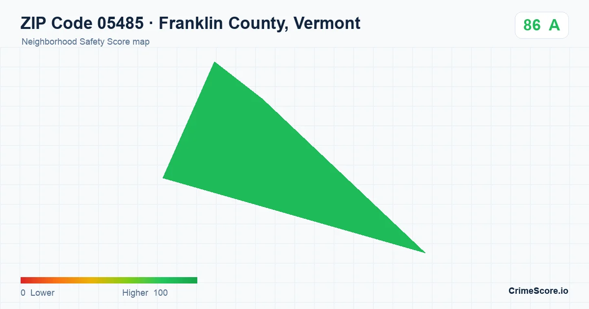 ZIP Code 05485 in Franklin County, Vermont neighborhood Safety Score map