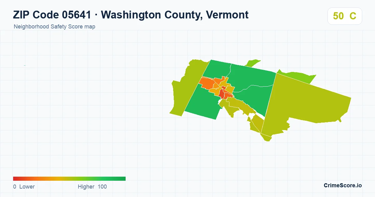 ZIP Code 05641 in Washington County, Vermont neighborhood Safety Score map
