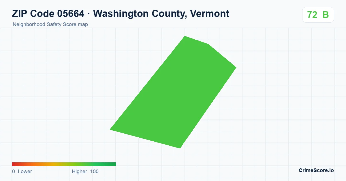 ZIP Code 05664 in Washington County, Vermont neighborhood Safety Score map