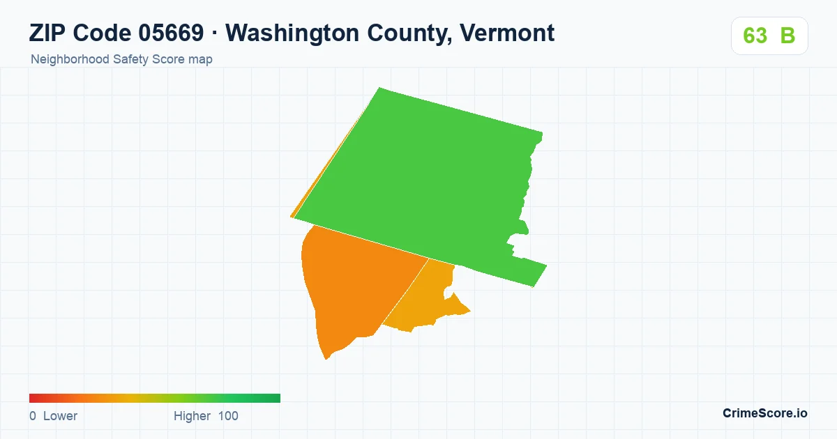 ZIP Code 05669 in Washington County, Vermont neighborhood Safety Score map
