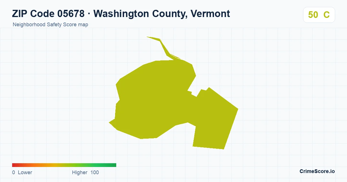 ZIP Code 05678 in Washington County, Vermont neighborhood Safety Score map