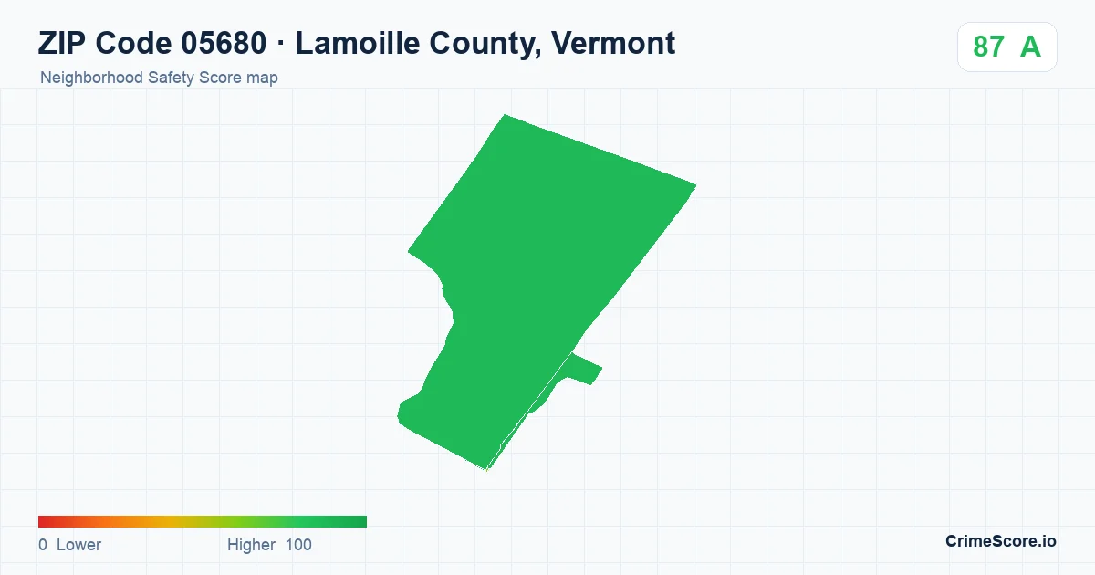 ZIP Code 05680 in Lamoille County, Vermont neighborhood Safety Score map