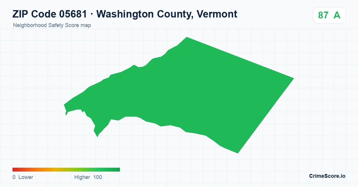 ZIP Code 05681 in Washington County, Vermont neighborhood Safety Score map