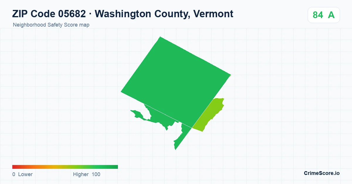 ZIP Code 05682 in Washington County, Vermont neighborhood Safety Score map