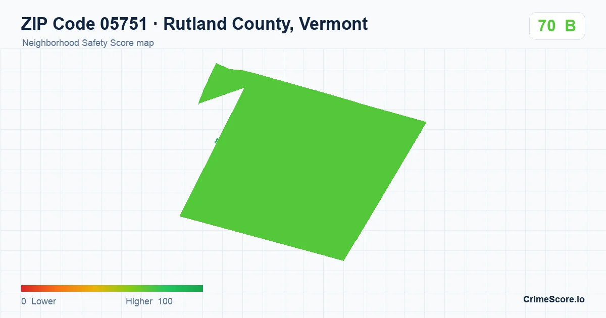 ZIP Code 05751 in Rutland County, Vermont neighborhood Safety Score map