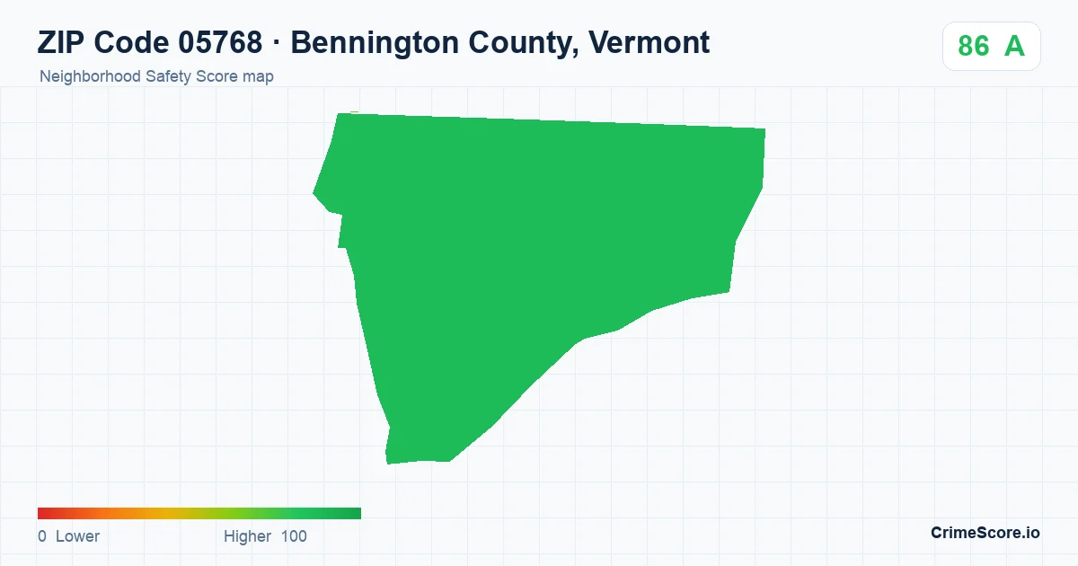 ZIP Code 05768 in Bennington County, Vermont neighborhood Safety Score map