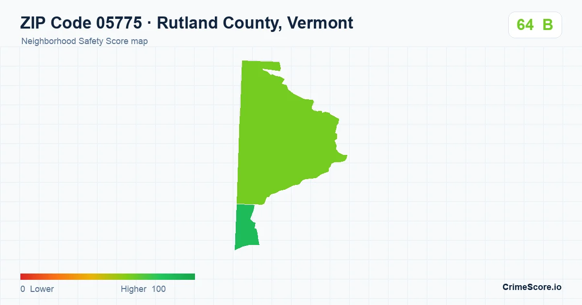 ZIP Code 05775 in Rutland County, Vermont neighborhood Safety Score map