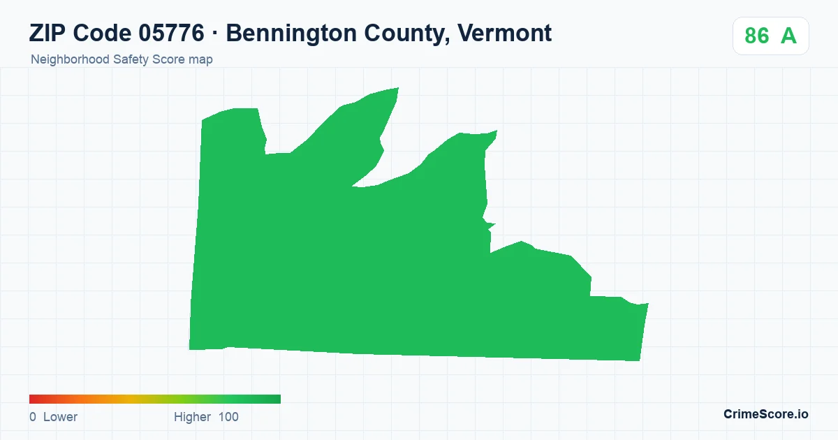 ZIP Code 05776 in Bennington County, Vermont neighborhood Safety Score map