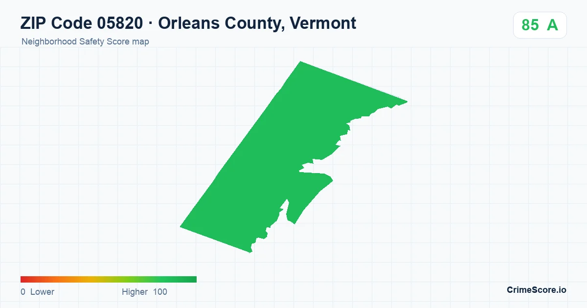 ZIP Code 05820 in Orleans County, Vermont neighborhood Safety Score map