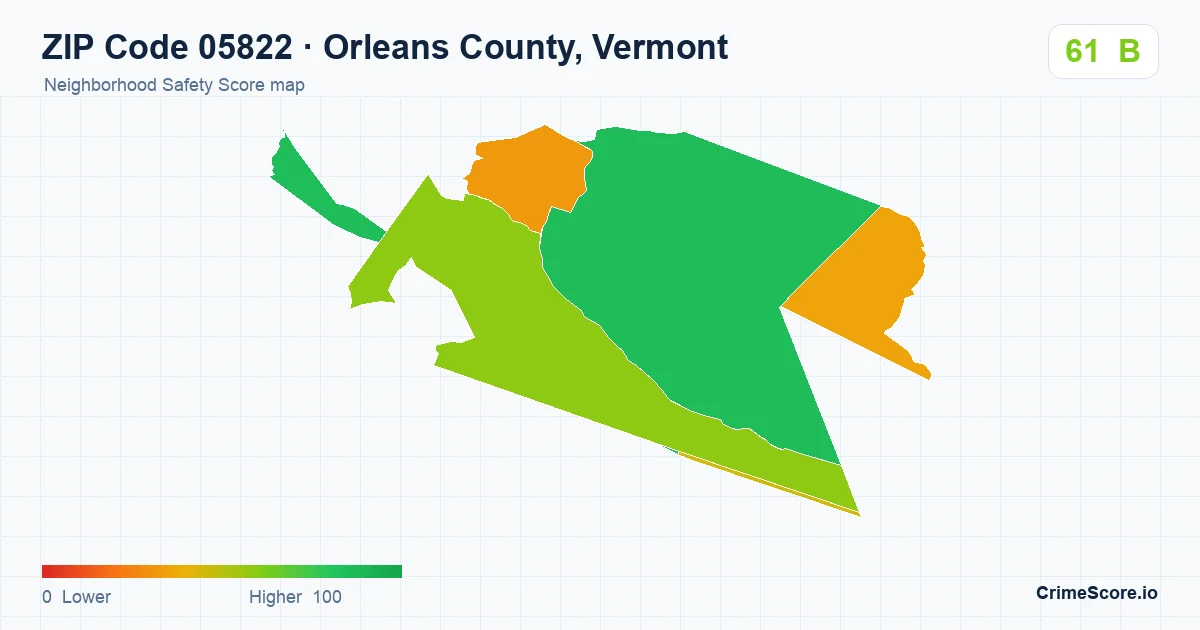 ZIP Code 05822 in Orleans County, Vermont neighborhood Safety Score map
