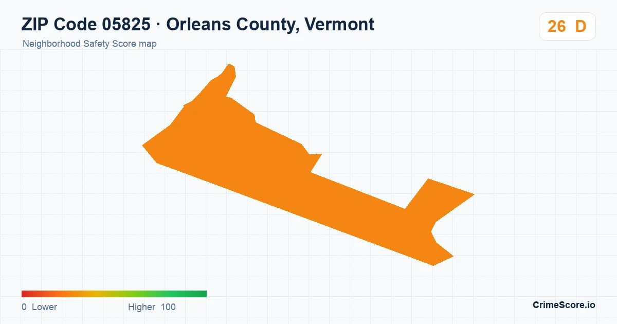 ZIP Code 05825 in Orleans County, Vermont neighborhood Safety Score map