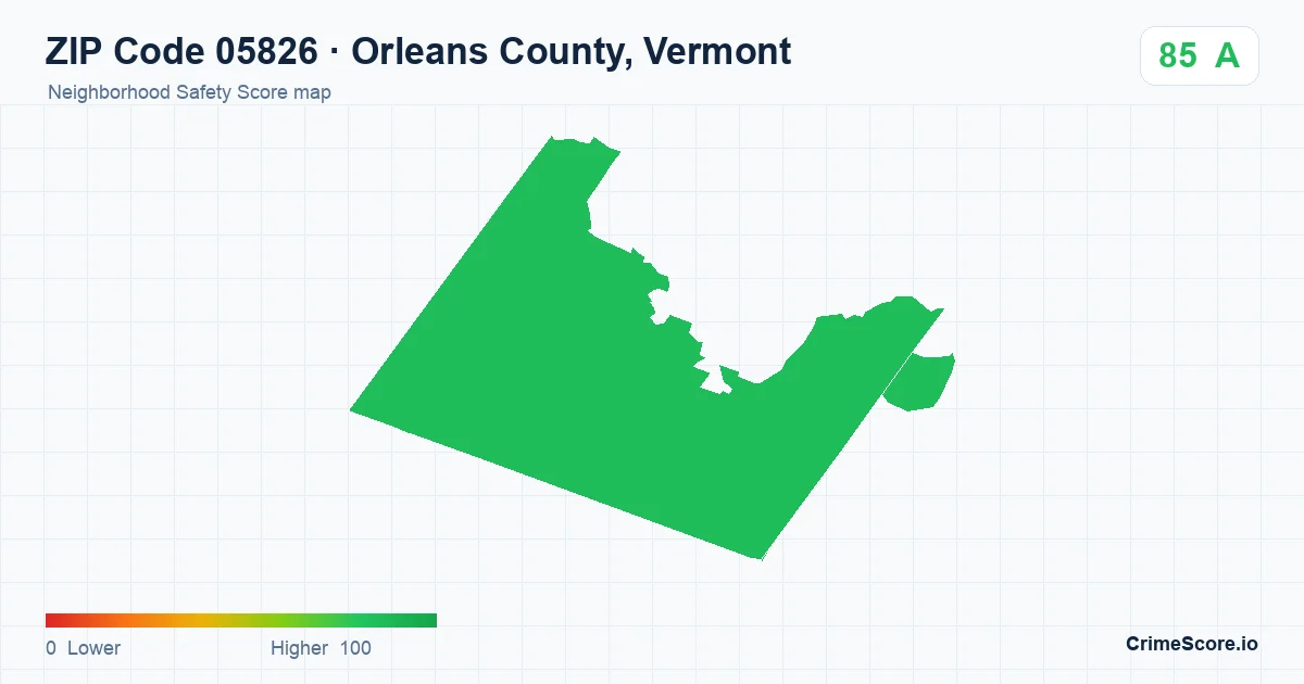 ZIP Code 05826 in Orleans County, Vermont neighborhood Safety Score map