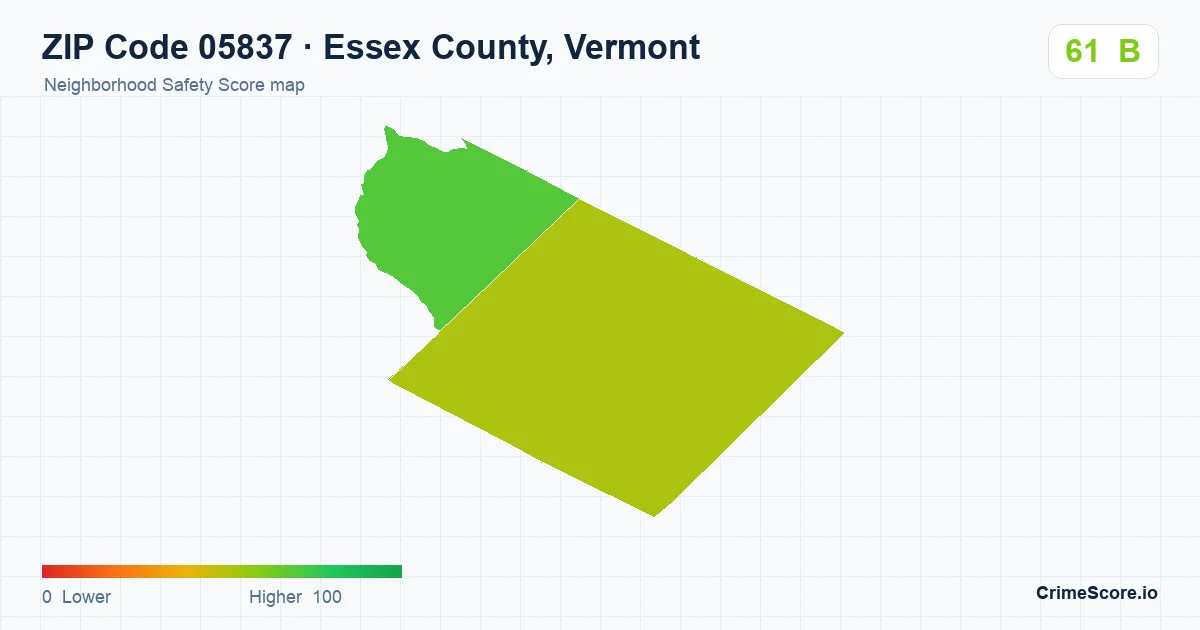 ZIP Code 05837 in Essex County, Vermont neighborhood Safety Score map