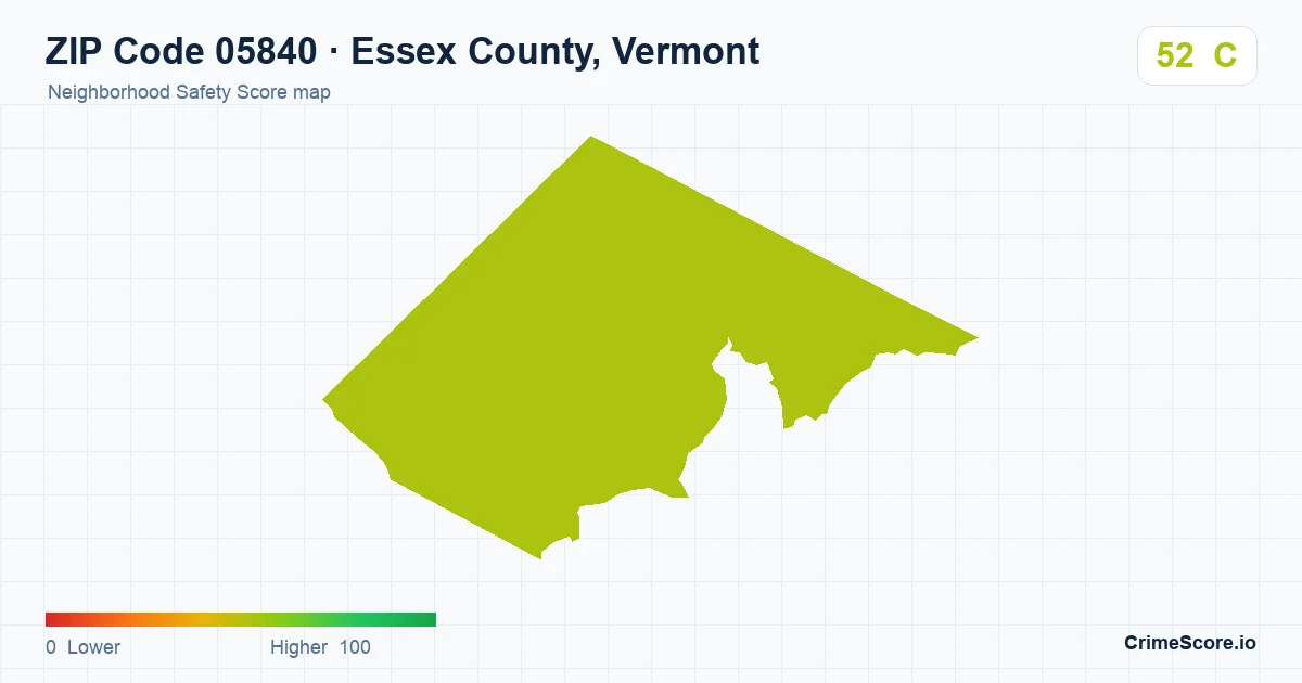 ZIP Code 05840 in Essex County, Vermont neighborhood Safety Score map