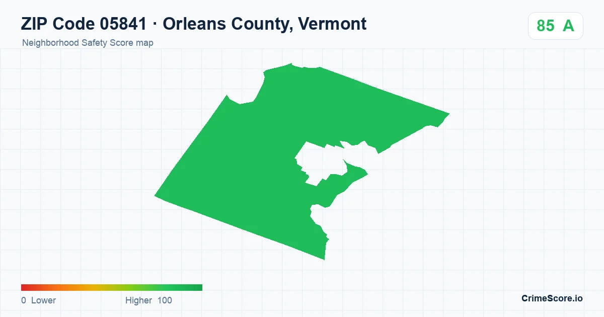 ZIP Code 05841 in Orleans County, Vermont neighborhood Safety Score map