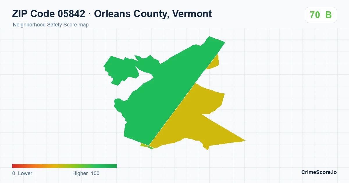 ZIP Code 05842 in Orleans County, Vermont neighborhood Safety Score map