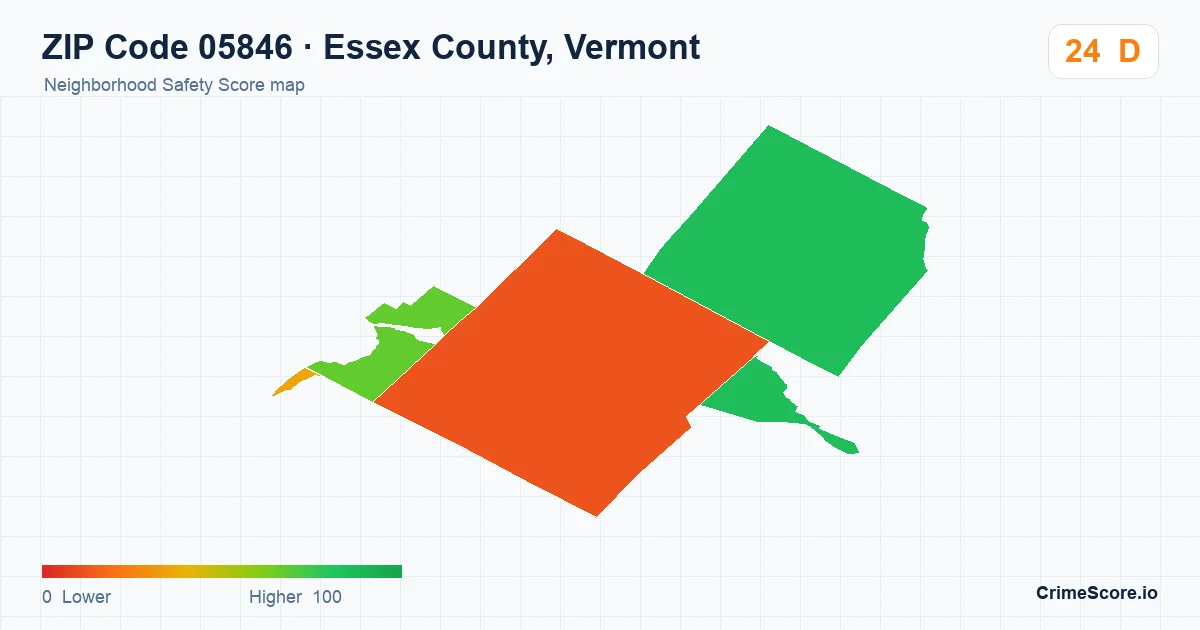 ZIP Code 05846 in Essex County, Vermont neighborhood Safety Score map