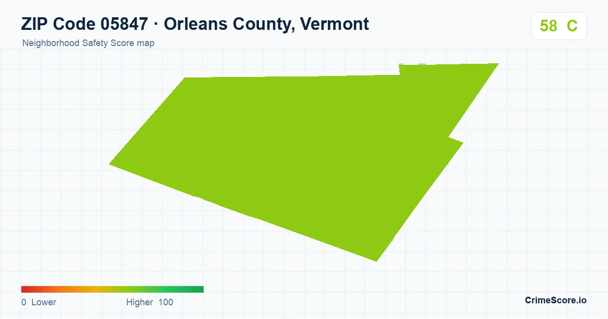 ZIP Code 05847 in Orleans County, Vermont neighborhood Safety Score map