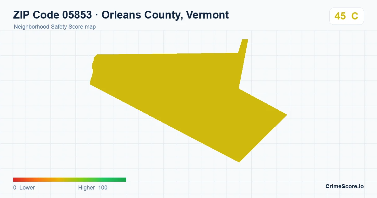 ZIP Code 05853 in Orleans County, Vermont neighborhood Safety Score map