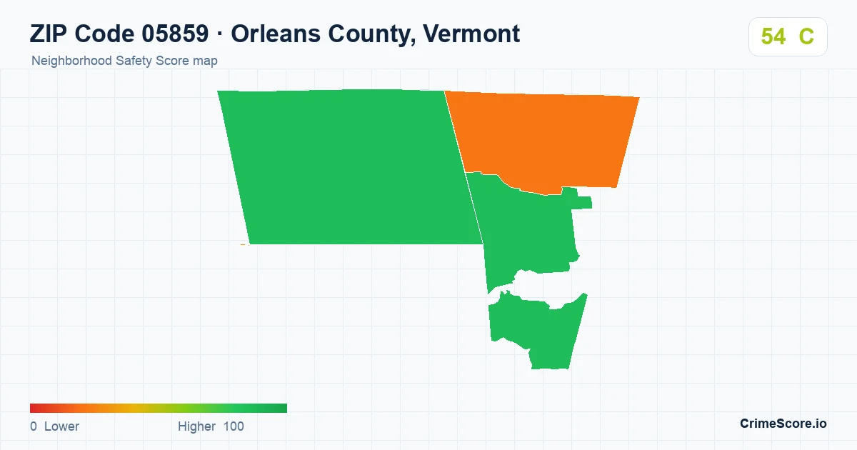 ZIP Code 05859 in Orleans County, Vermont neighborhood Safety Score map