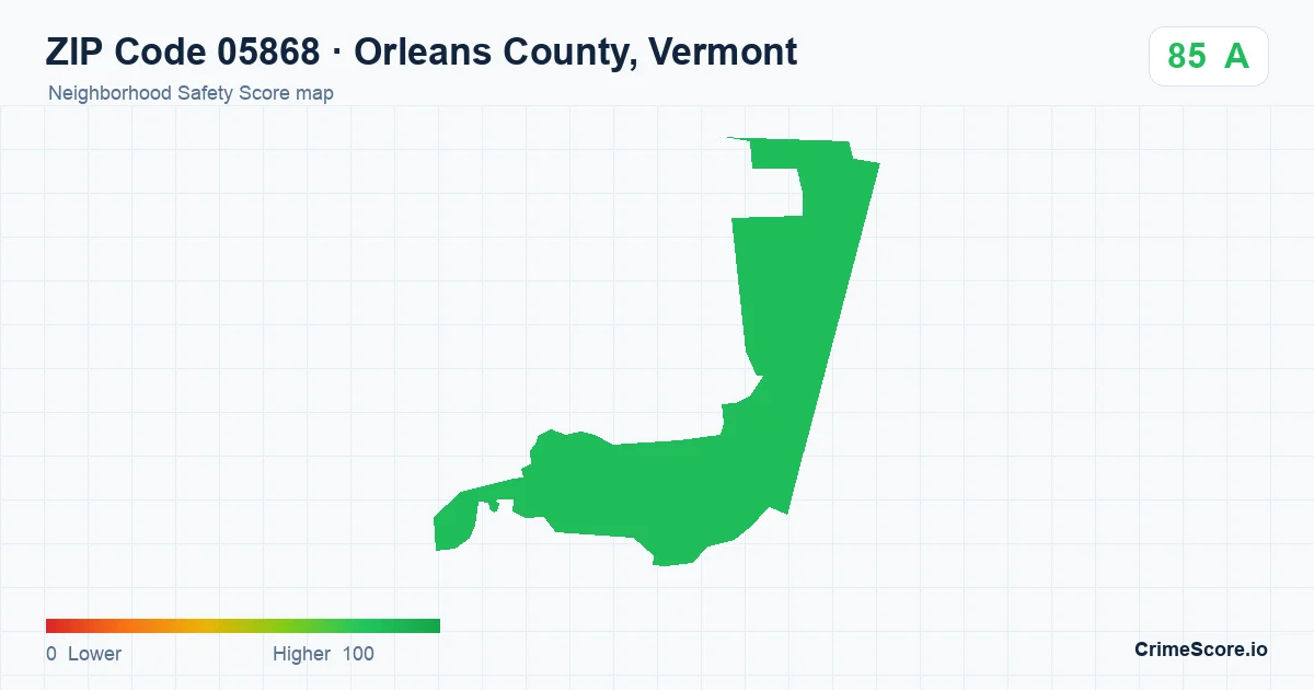 ZIP Code 05868 in Orleans County, Vermont neighborhood Safety Score map