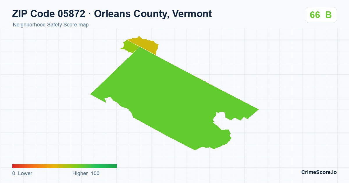 ZIP Code 05872 in Orleans County, Vermont neighborhood Safety Score map
