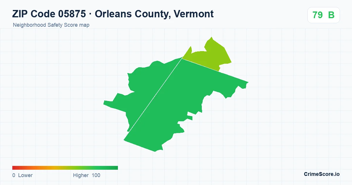 ZIP Code 05875 in Orleans County, Vermont neighborhood Safety Score map