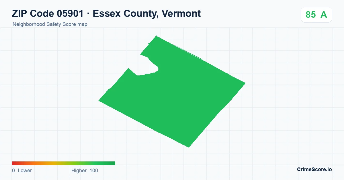 ZIP Code 05901 in Essex County, Vermont neighborhood Safety Score map