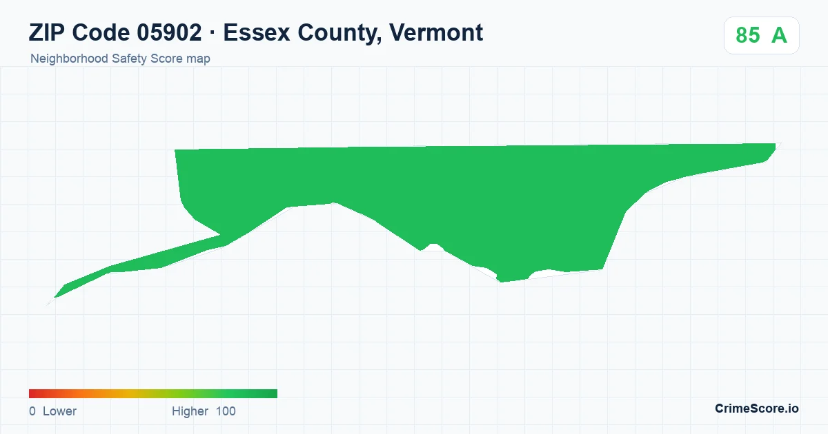 ZIP Code 05902 in Essex County, Vermont neighborhood Safety Score map