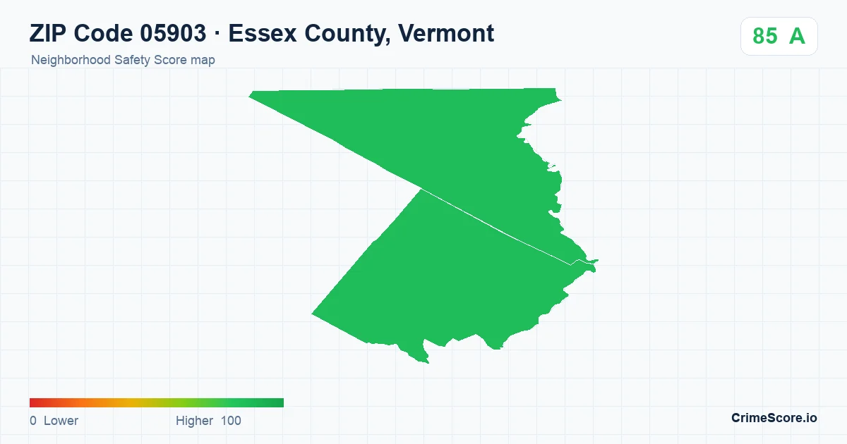 ZIP Code 05903 in Essex County, Vermont neighborhood Safety Score map