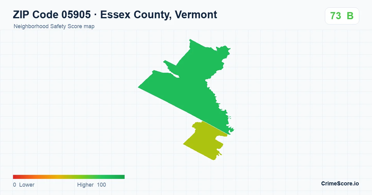 ZIP Code 05905 in Essex County, Vermont neighborhood Safety Score map