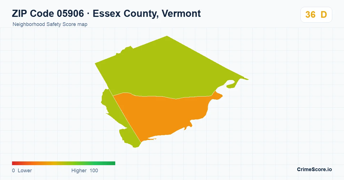 ZIP Code 05906 in Essex County, Vermont neighborhood Safety Score map