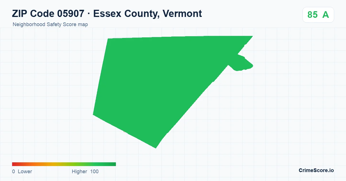 ZIP Code 05907 in Essex County, Vermont neighborhood Safety Score map