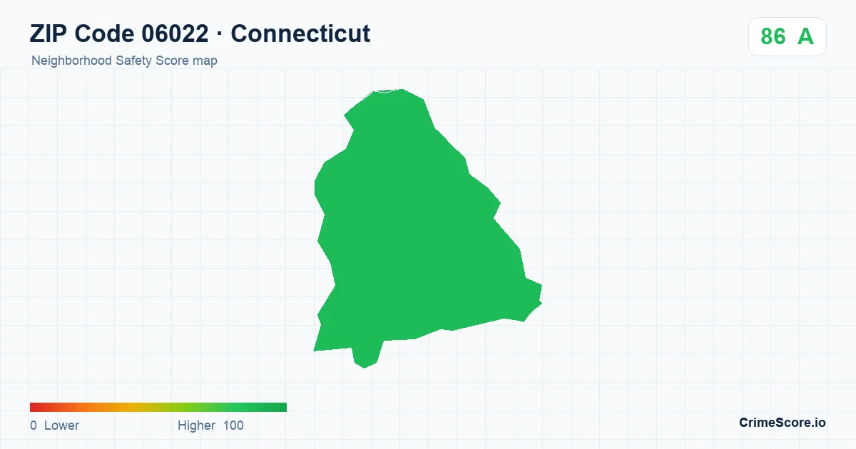 ZIP Code 06022 in Connecticut neighborhood Safety Score map