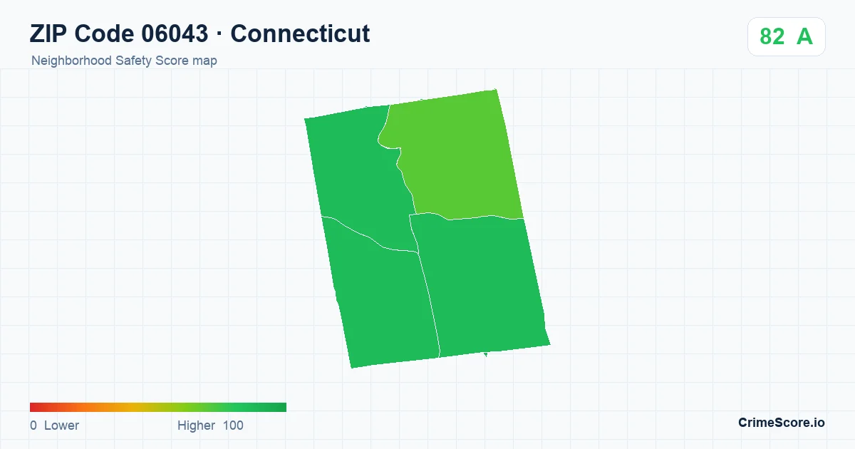 ZIP Code 06043 in Connecticut neighborhood Safety Score map