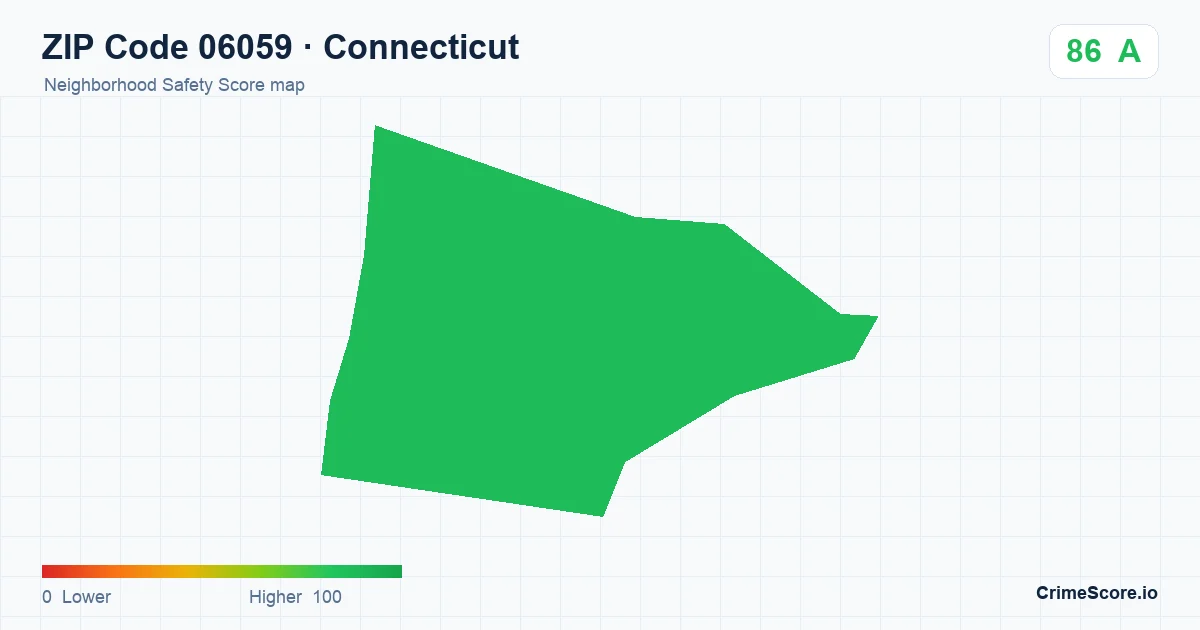 ZIP Code 06059 in Connecticut neighborhood Safety Score map