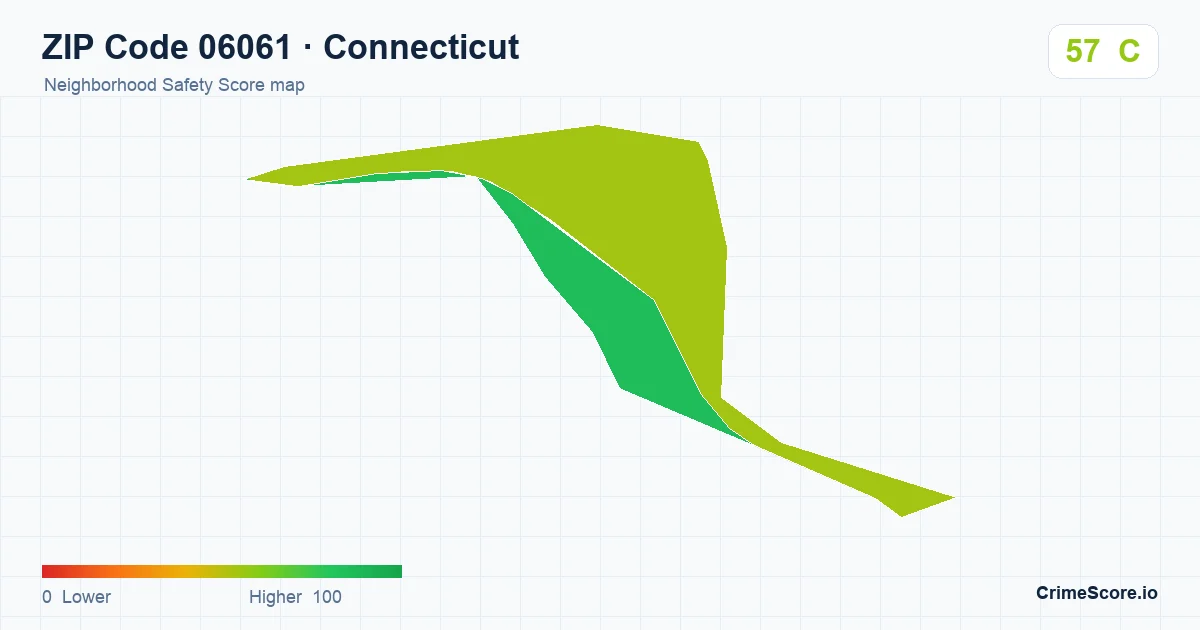 ZIP Code 06061 in Connecticut neighborhood Safety Score map