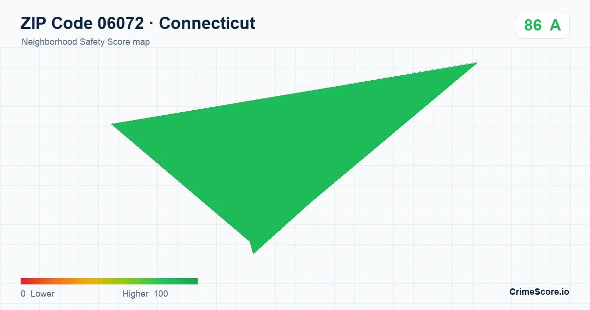 ZIP Code 06072 in Connecticut neighborhood Safety Score map