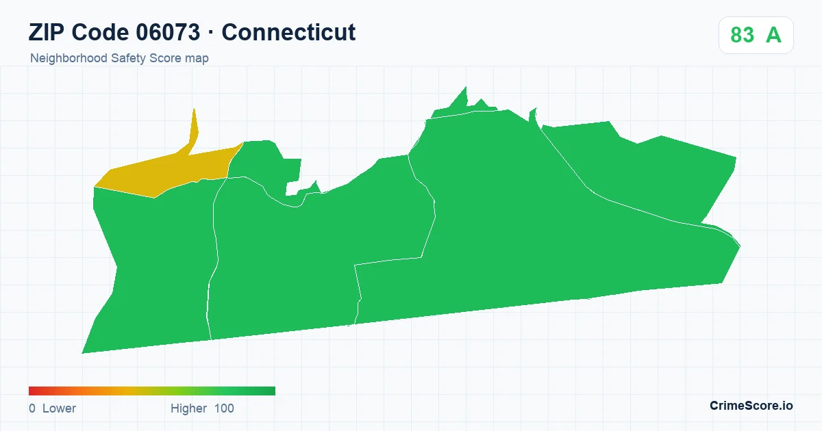 ZIP Code 06073 in Connecticut neighborhood Safety Score map