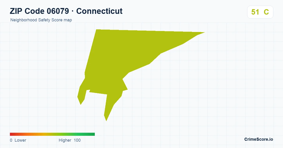 ZIP Code 06079 in Connecticut neighborhood Safety Score map