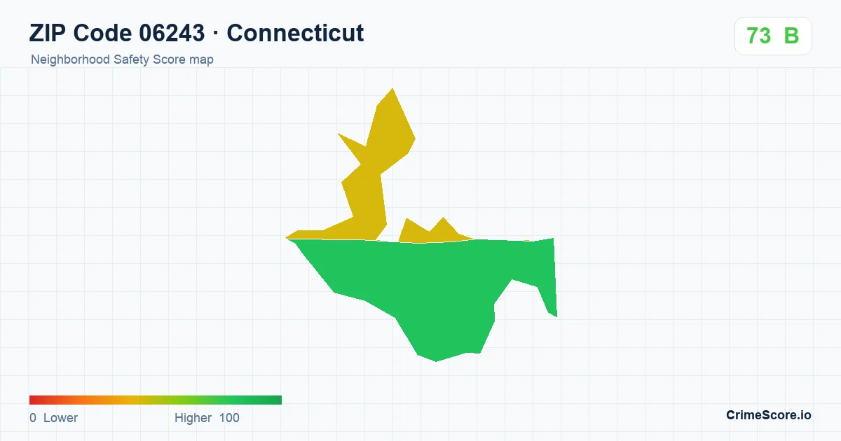ZIP Code 06243 in Connecticut neighborhood Safety Score map