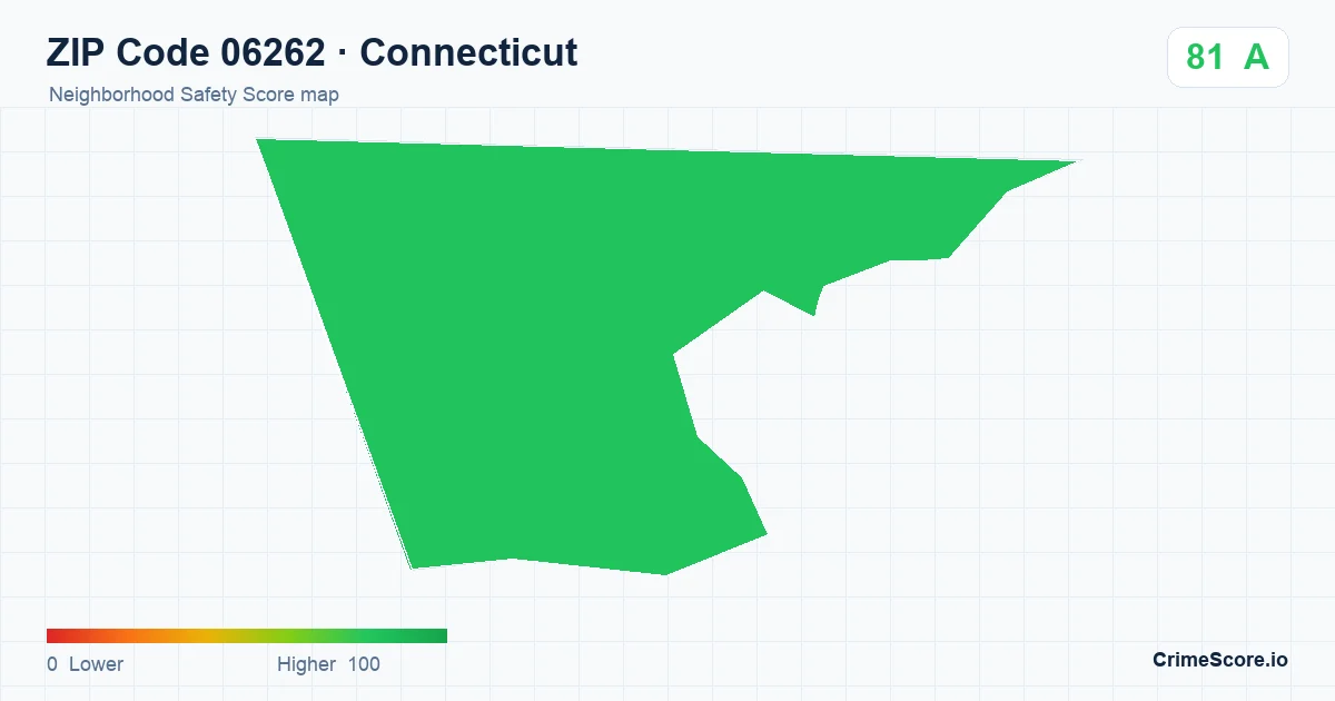 ZIP Code 06262 in Connecticut neighborhood Safety Score map