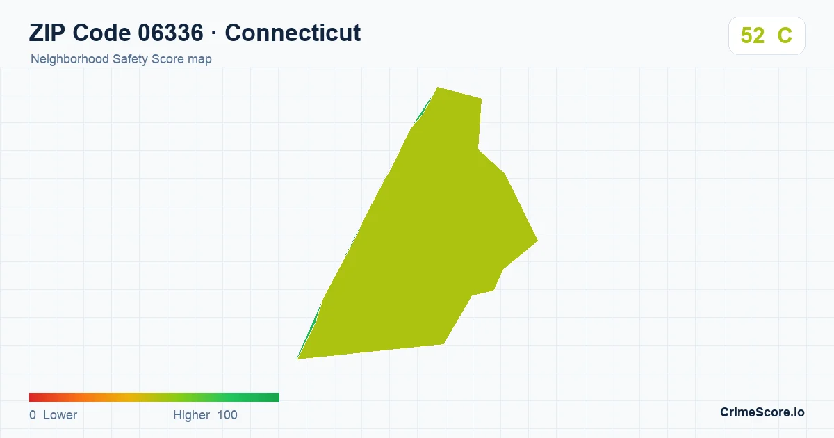 ZIP Code 06336 in Connecticut neighborhood Safety Score map