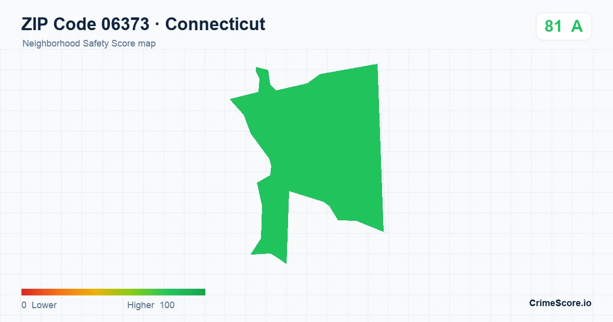 ZIP Code 06373 in Connecticut neighborhood Safety Score map