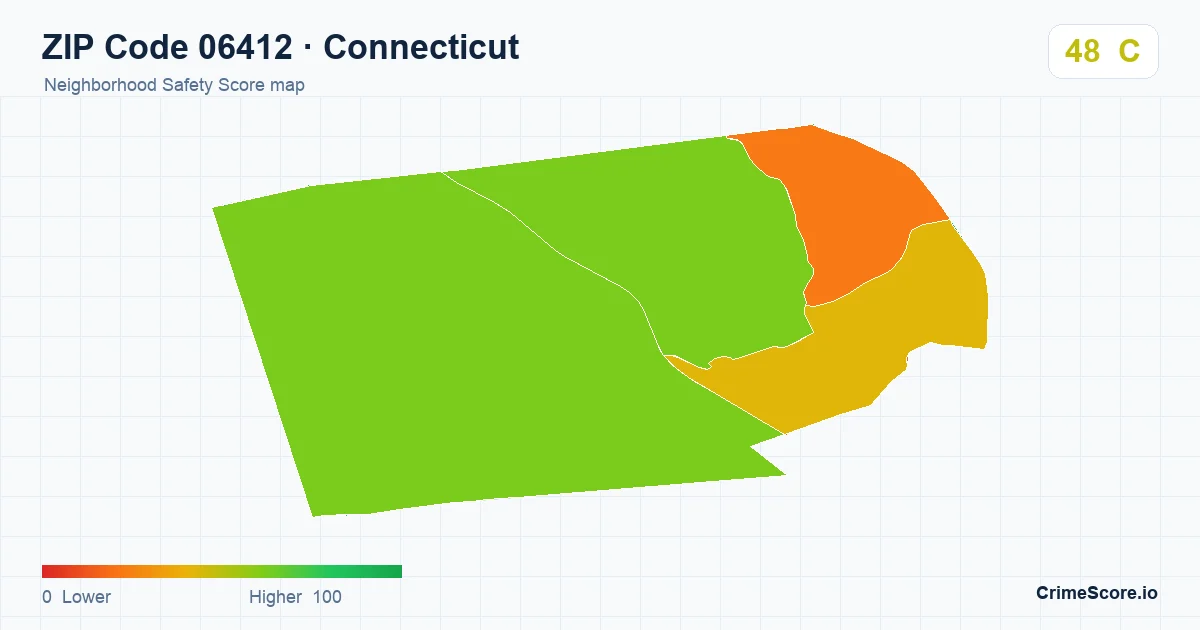 ZIP Code 06412 in Connecticut neighborhood Safety Score map