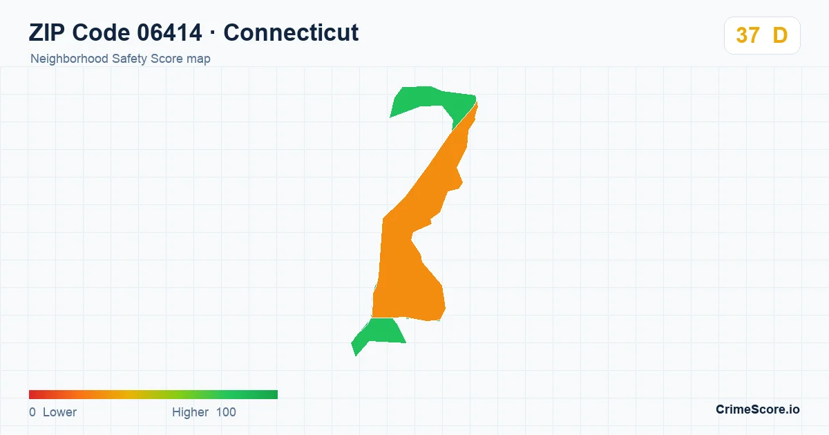 ZIP Code 06414 in Connecticut neighborhood Safety Score map