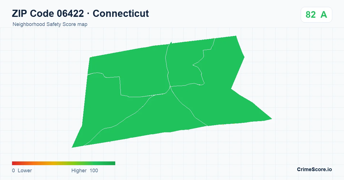 ZIP Code 06422 in Connecticut neighborhood Safety Score map